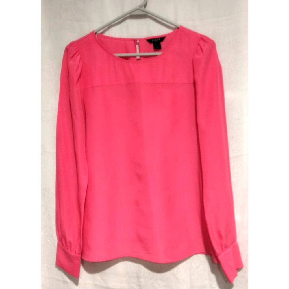 J Crew Women's Small Hot Pink Blouse  Feminine Romantic Silky Flirty